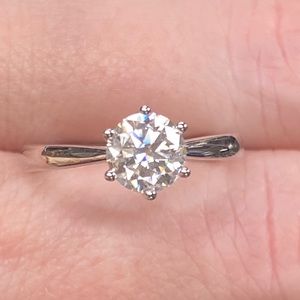 Certified 1 Carat Diamond Engagement Ring Genuine Moissanite Bridal Wedding Ring
